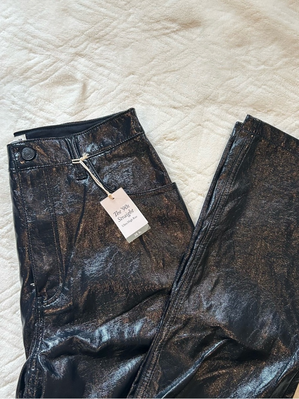 Abercrombie & Fitch Patent Faux Leather 90’s Straight-Leg Pants